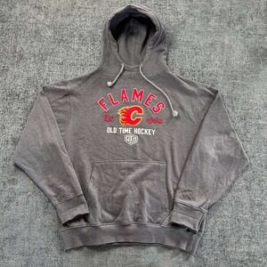 Old Time Hockey Calgary Flames NHL Hoodie Mens XL Grey‎ Vintage Style Pullover